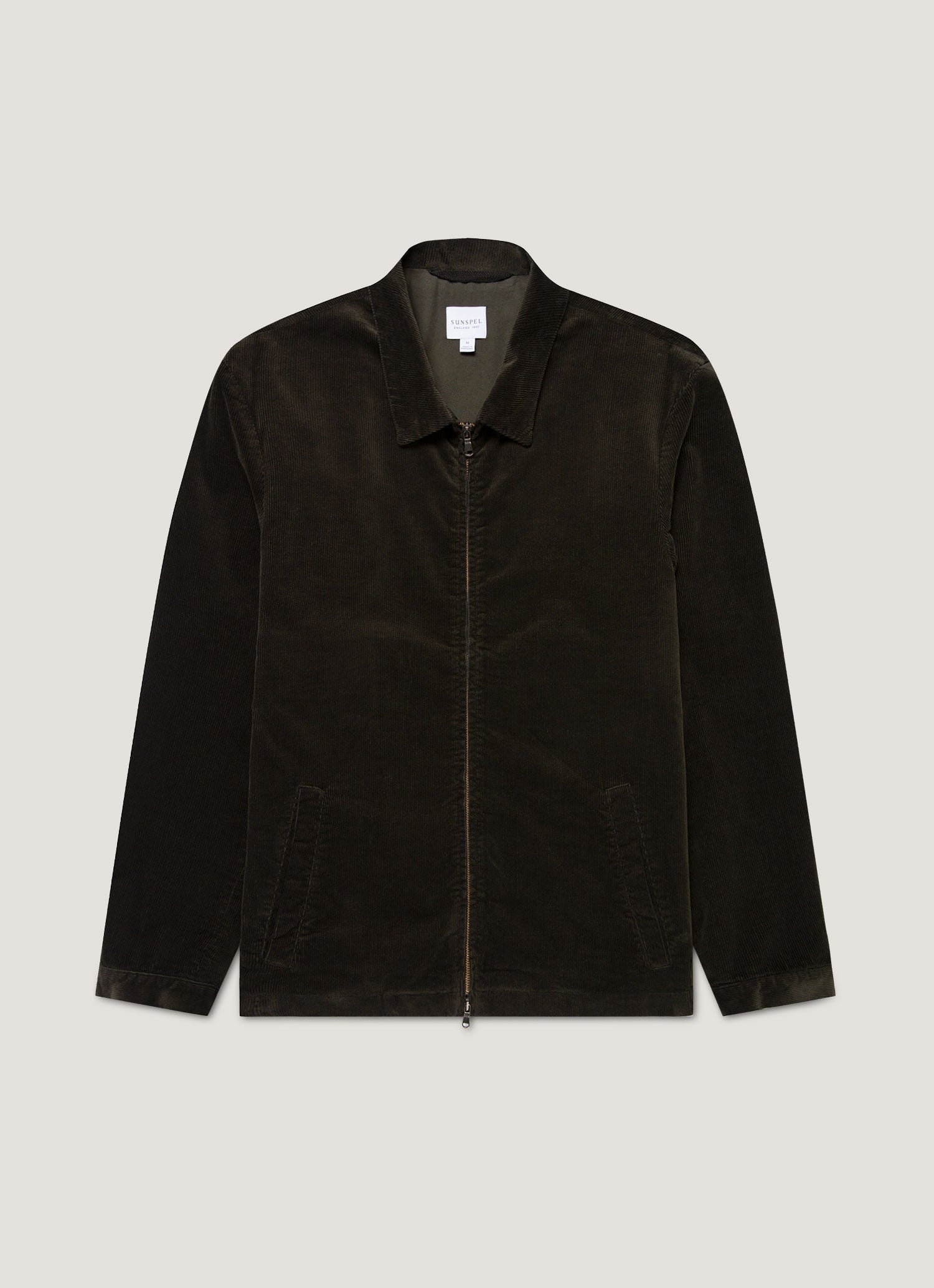 Men's Corduroy Harrington Jacket in Dark Green | Sunspel