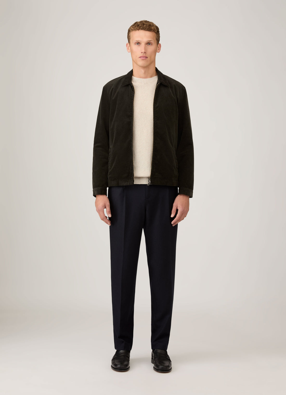 Men's Corduroy Harrington Jacket in Dark Green