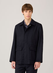 Men's Wool Cashmere Flannel Field Jacket in Navy