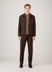 Men's Boiled Wool Harrington Jacket in Truffle