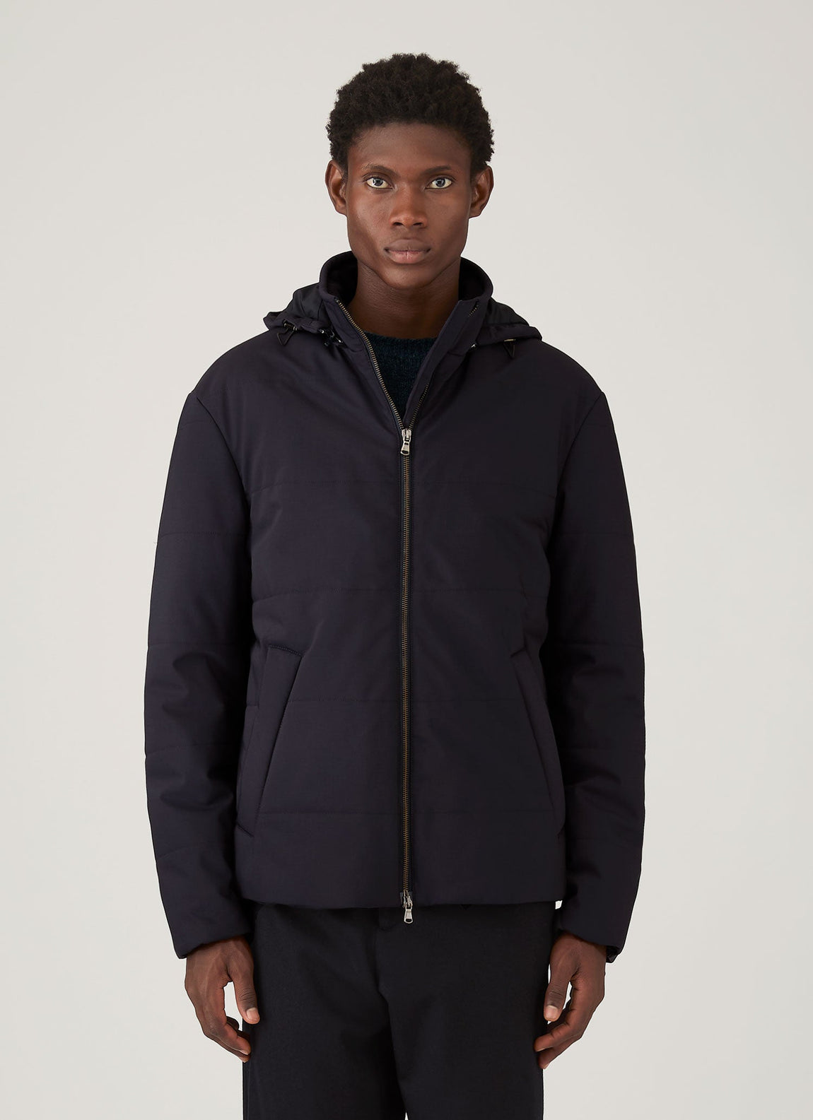 Men's Wool Puffer Jacket in Navy