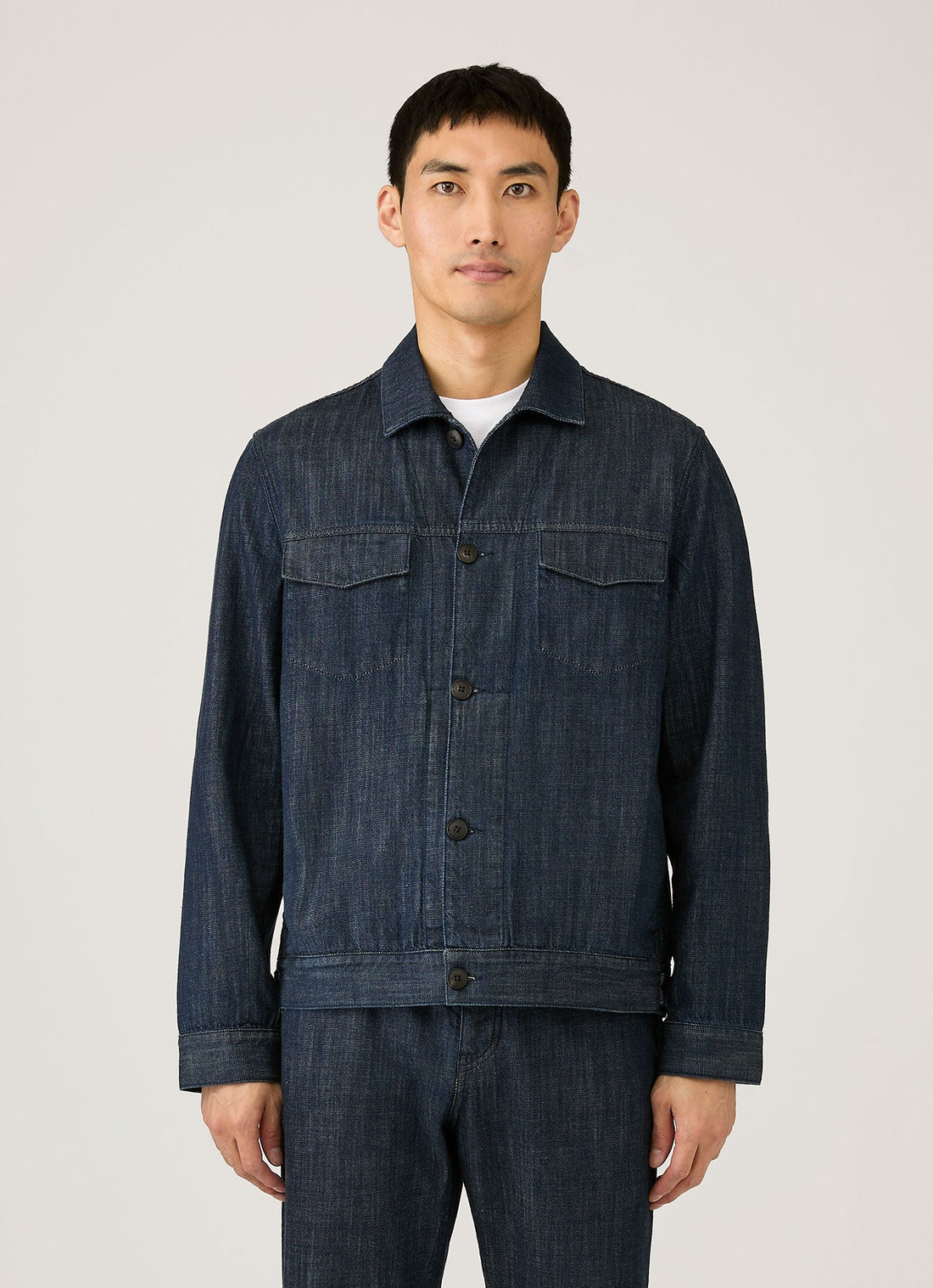 Men's Japanese Denim Jacket in Rinse Wash Denim