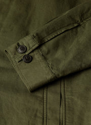 Men's Cotton Linen Jacket in Deep Olive