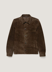 Men's Suede Jacket in Dark Brown