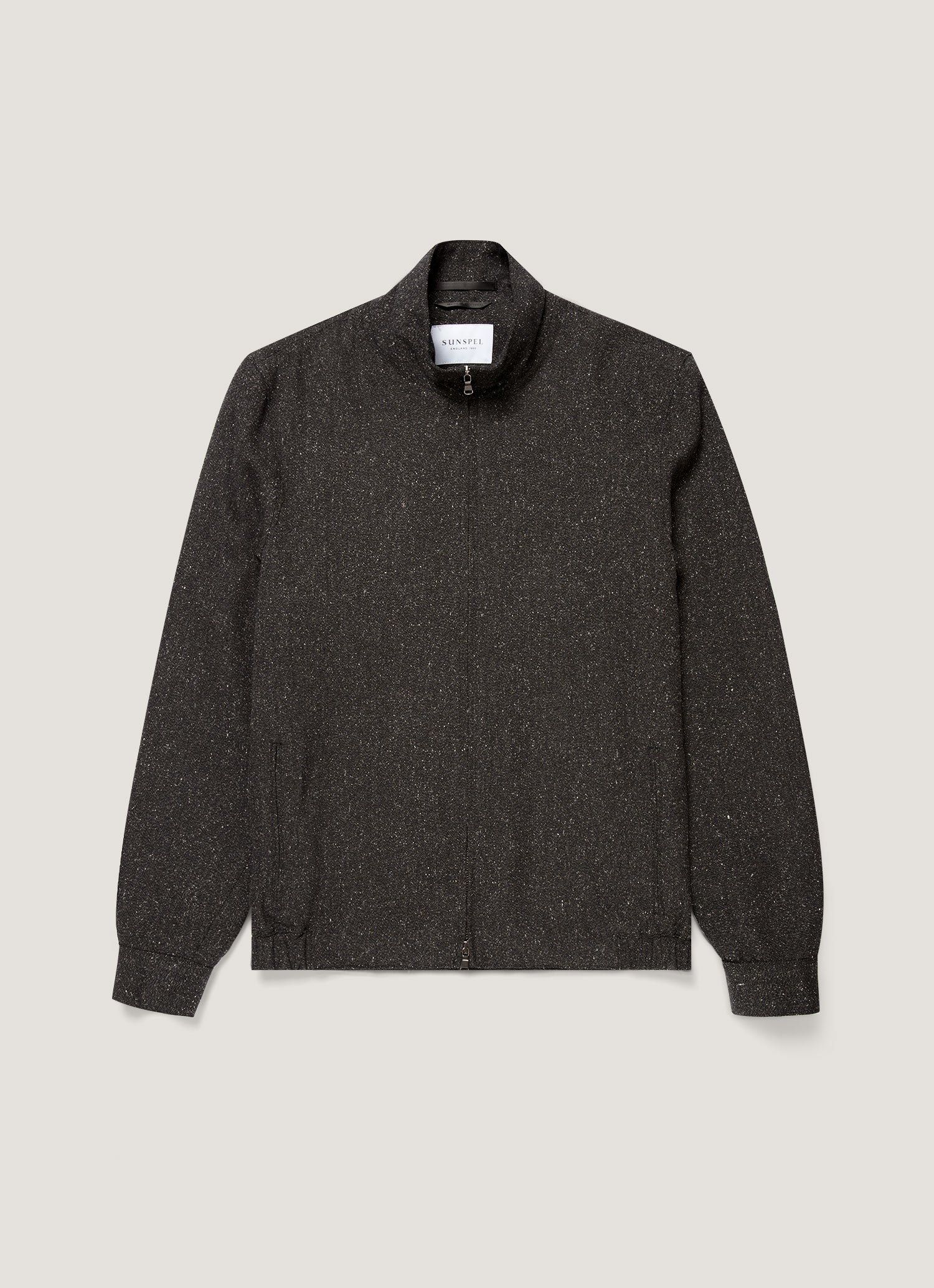 Men's Donegal Tweed Zip Jacket in Anthracite Melange | Sunspel