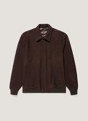 Men's Heavy Boiled Wool Jersey Bomber in Dark Chocolate