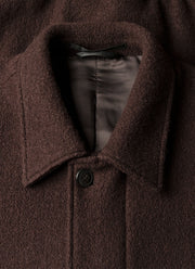 Men's Heavy Boiled Wool Jersey Bomber in Dark Chocolate