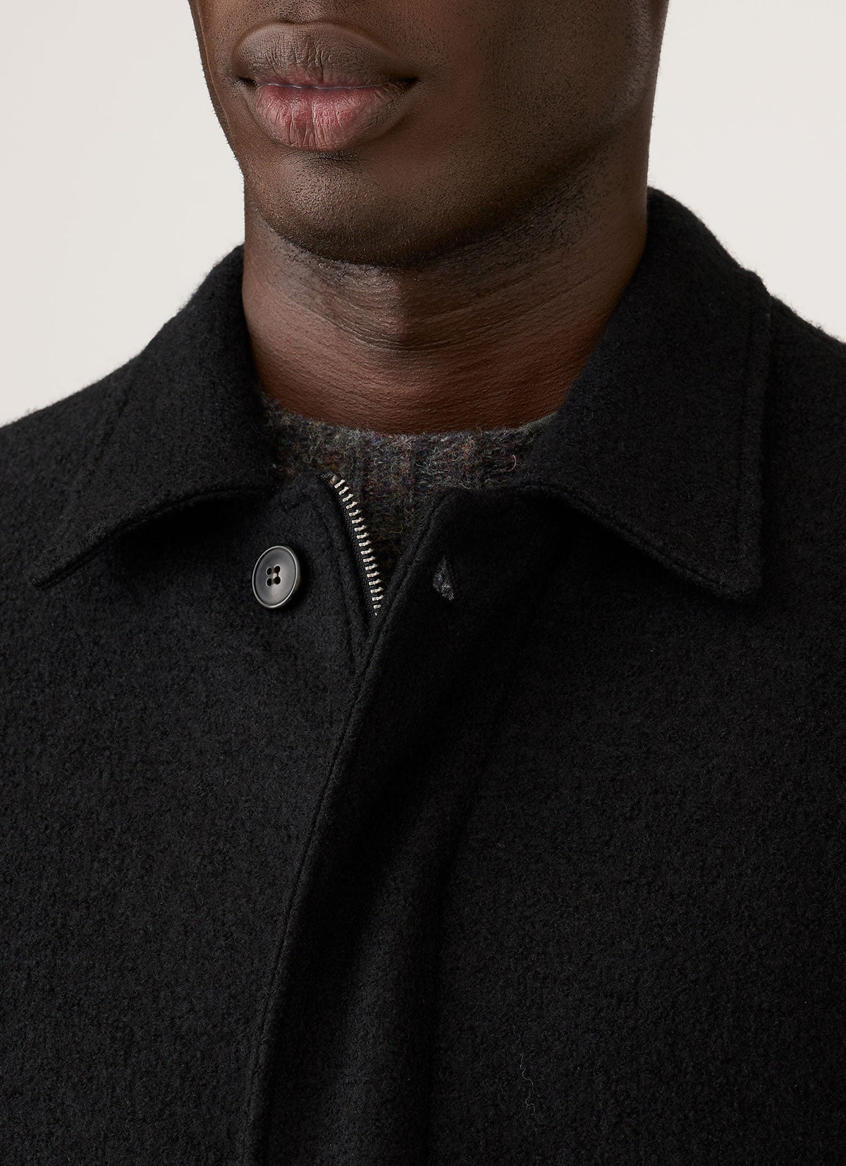 Men's Heavy Boiled Wool Jersey Bomber in Navy