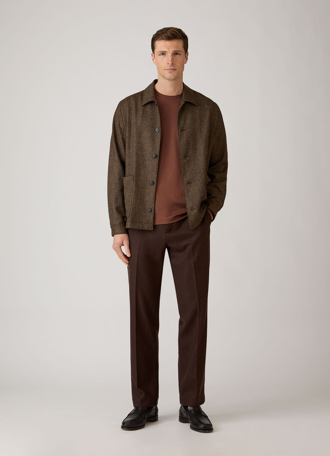 Men's Wool Twill Chore Jacket in Loden Green Melange