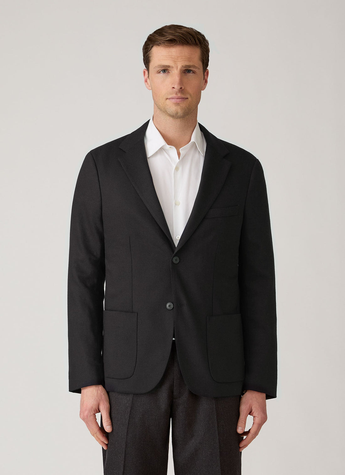 Men's Wool Cashmere Flannel Blazer in Charcoal Melange