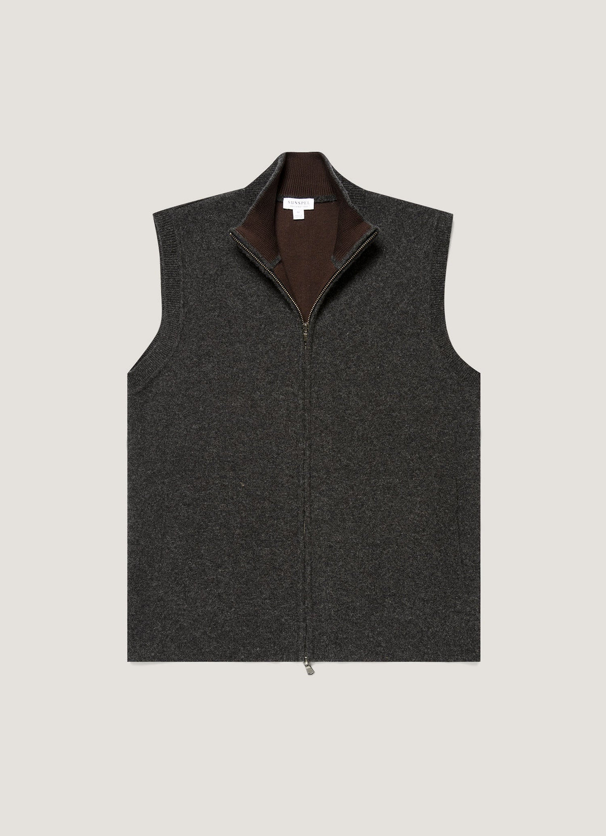 Men's Merino Cotton Double Faced Gilet in Dark Charcoal Melange