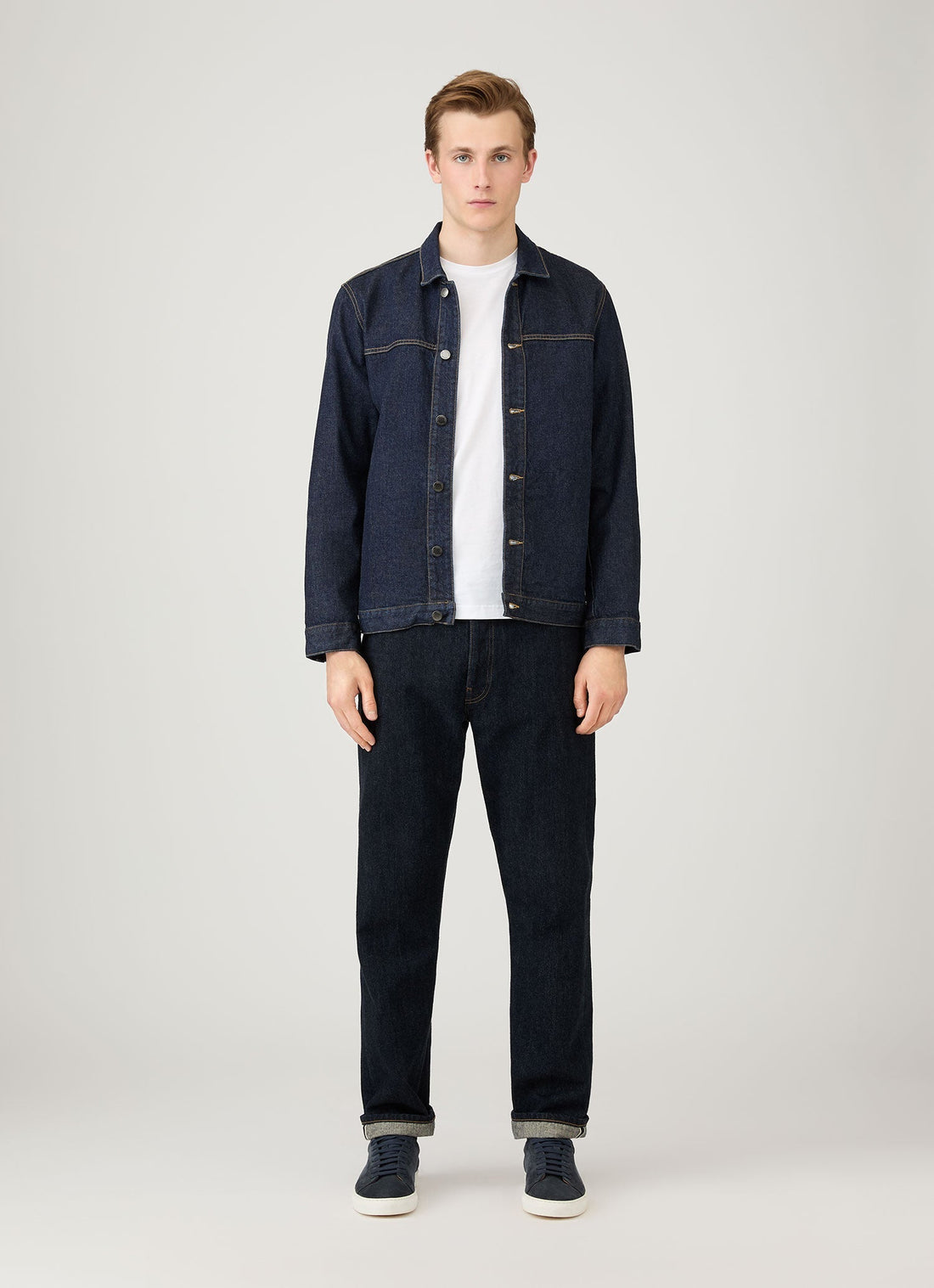 Men's 13oz Japanese Selvedge Denim Jeans in Rinse Wash Denim