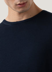Men's Extra-Fine Merino Crew Neck in Light Navy