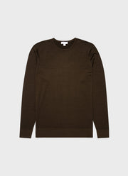 Men's Extra-Fine Merino Crew Neck in Dark Moss