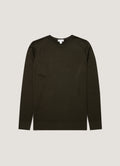 Men's Extra-Fine Merino Crew Neck in Dark Green