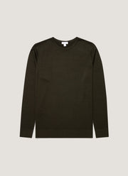 Men's Extra-Fine Merino Crew Neck in Dark Green