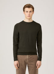 Men's Extra-Fine Merino Crew Neck in Dark Green