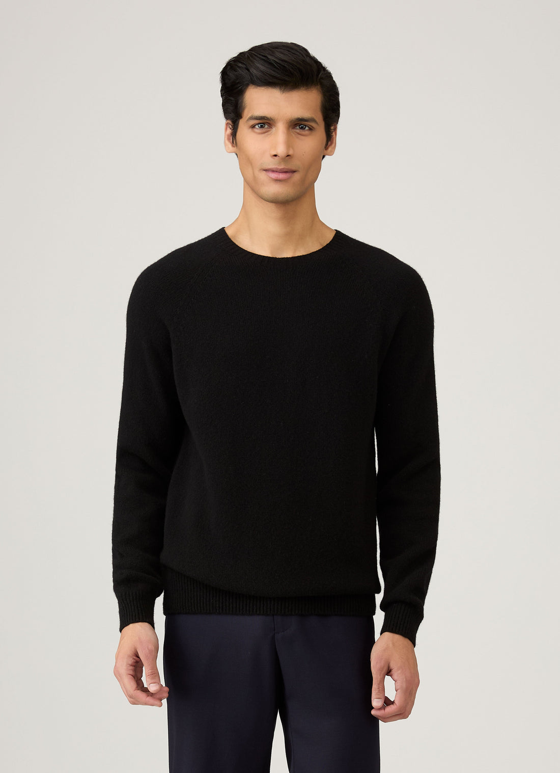 Men's Lambswool Crew Neck Jumper in Black