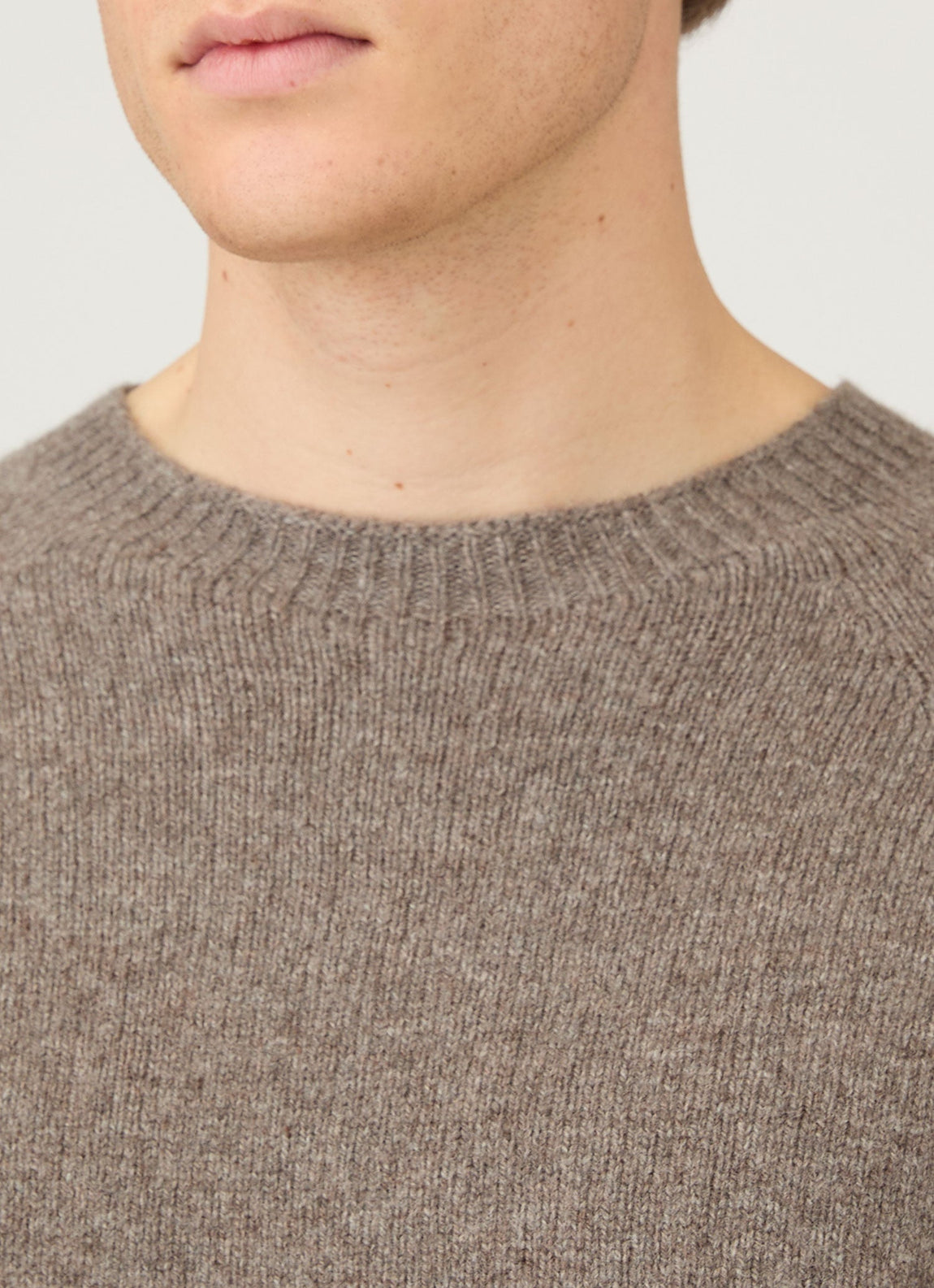 Men's Lambswool Crew Neck Jumper in Bark