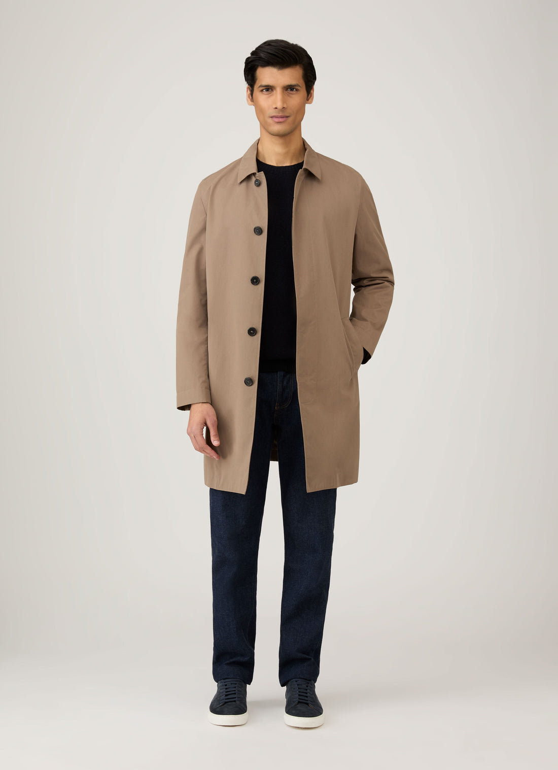 Men's Lambswool Crew Neck Jumper in Dark Navy Mouline