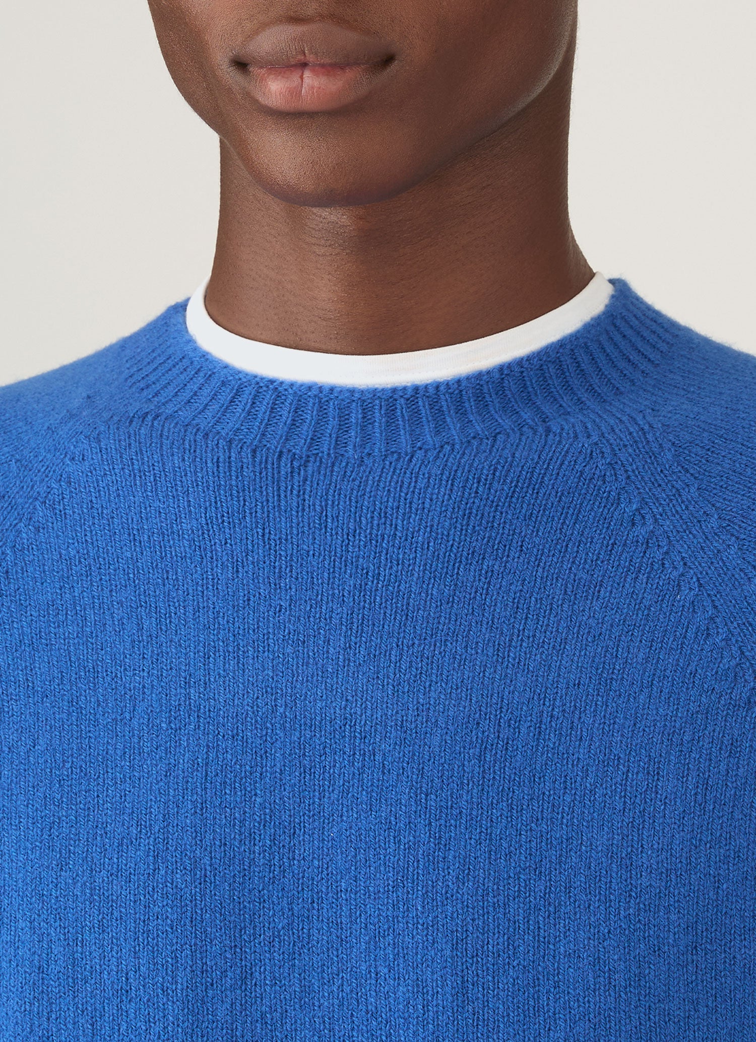 Men's Lambswool Crew Neck Jumper in Cobalt
