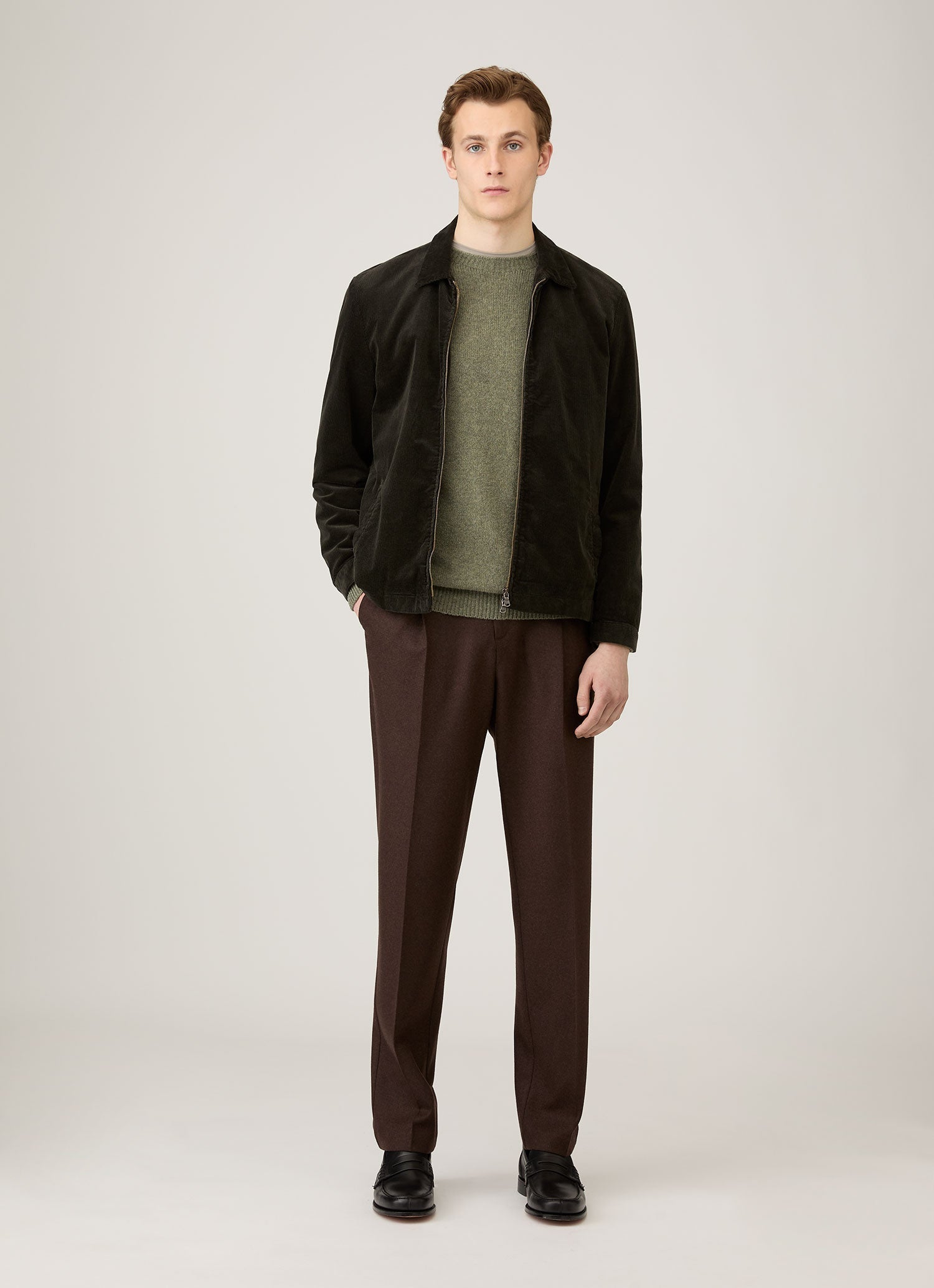 Men's Lambswool Crew Neck Jumper in Sea Moss