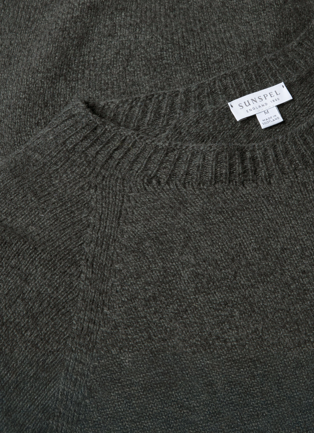 Men's Lambswool Crew Neck Jumper in Dark Green Twist