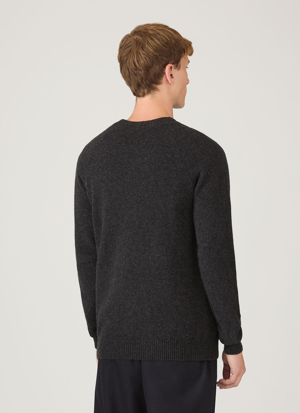 Men's Lambswool Crew Neck Jumper in Charcoal Melange