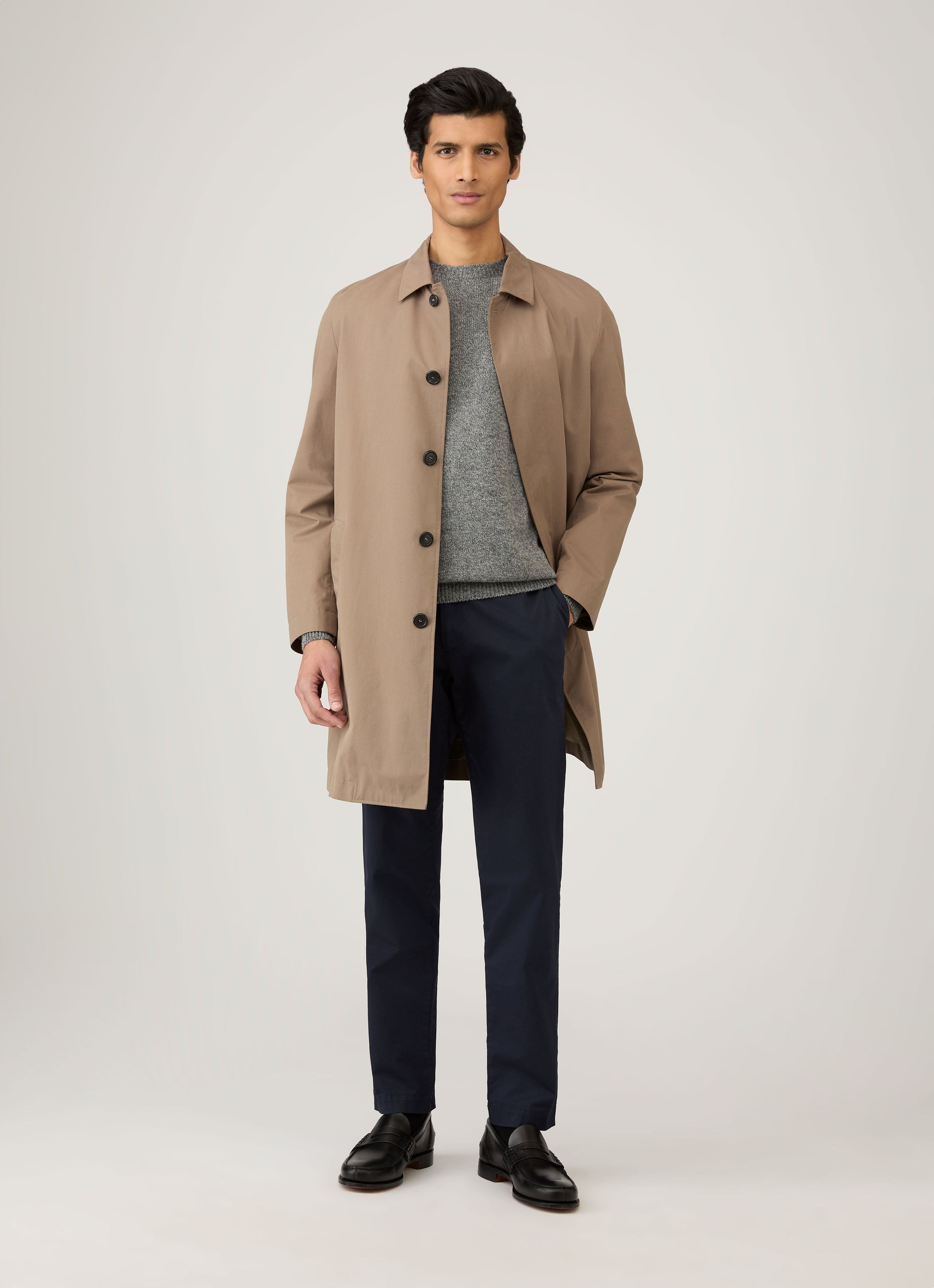 Men's Lambswool Crew Neck Jumper in Mid Grey Melange