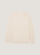 Men's Lambswool Crew Neck Jumper in Oatmeal Melange