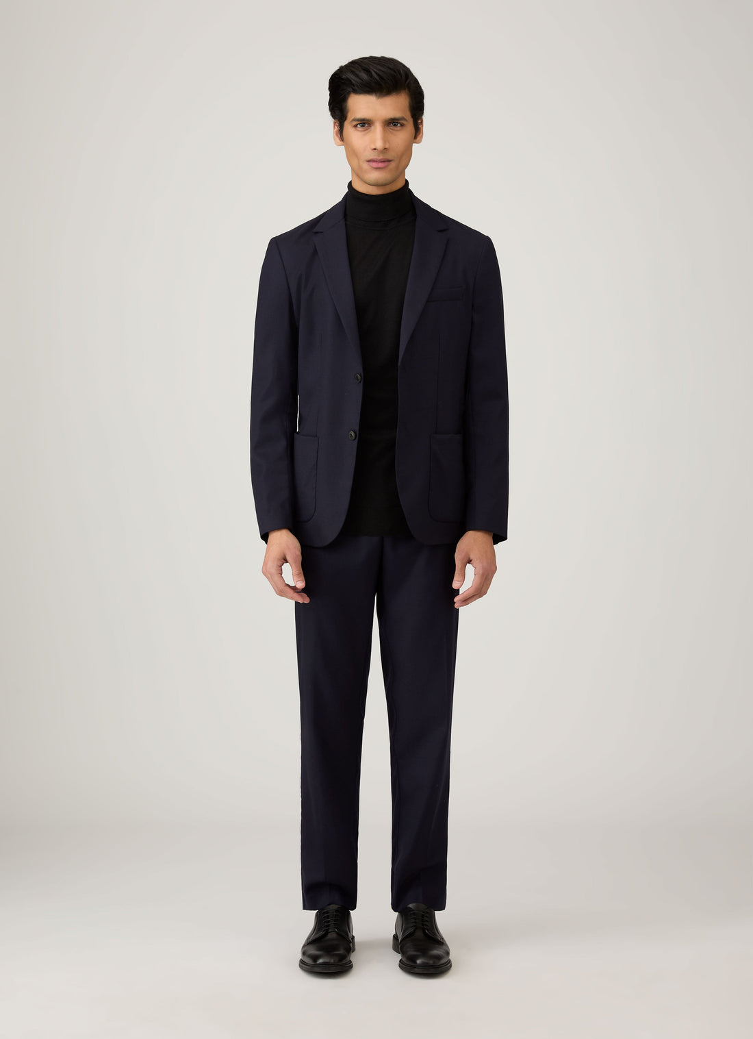 Men's Extra-Fine Merino Roll Neck in Black