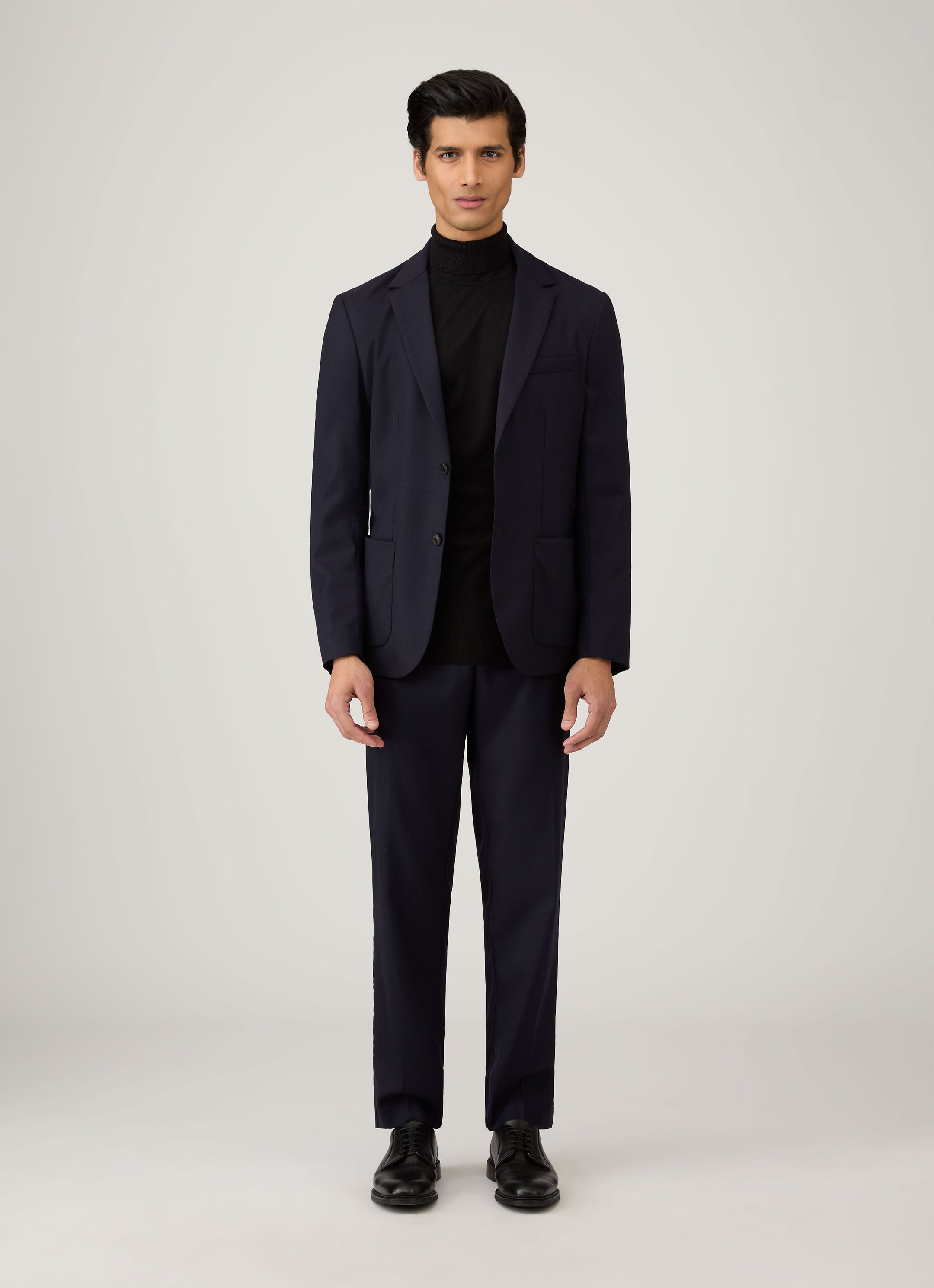 Men's Extra-Fine Merino Roll Neck in Black