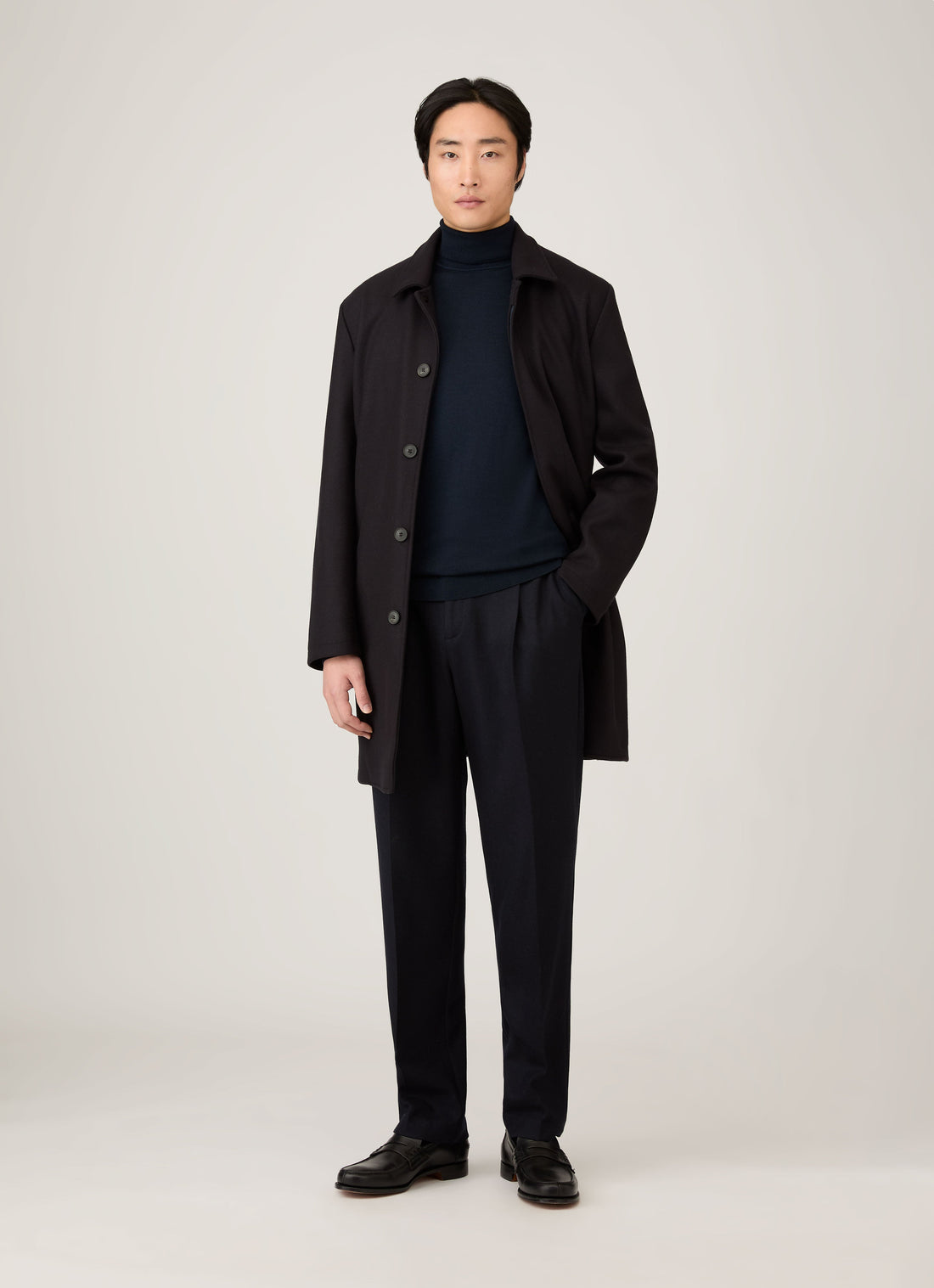 Men's Extra-Fine Merino Roll Neck in Navy