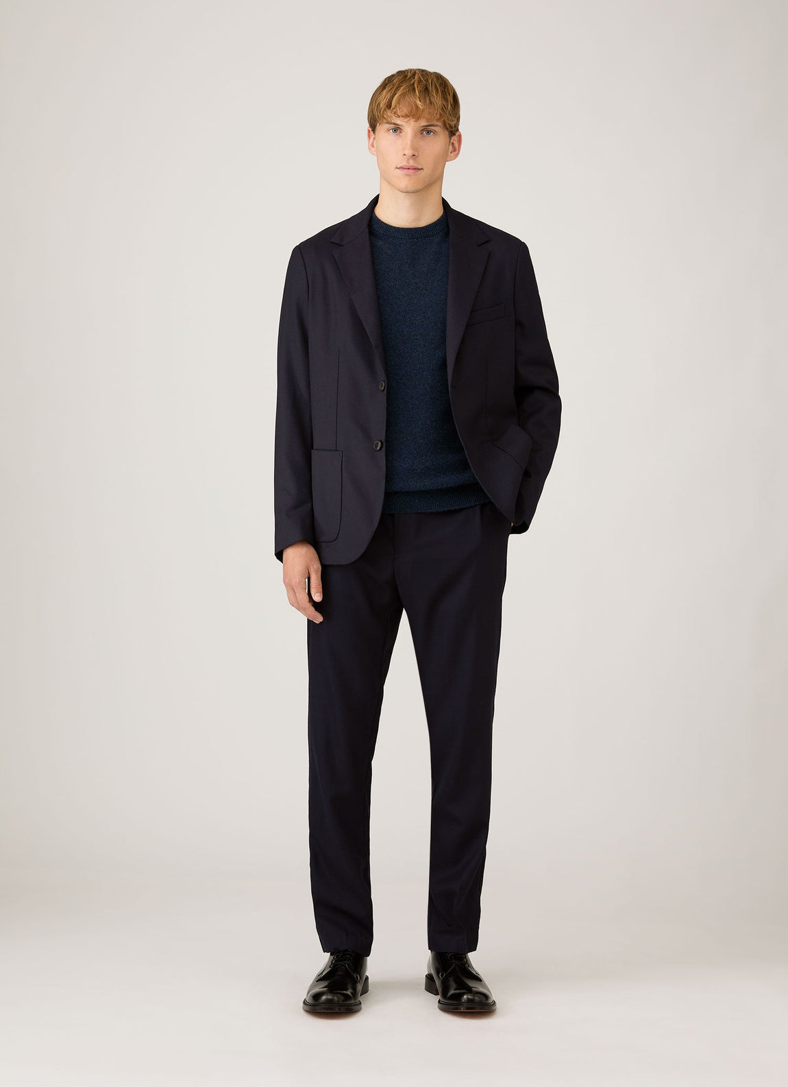 Men's Cashmere Crew Neck Jumper in Navy Melange