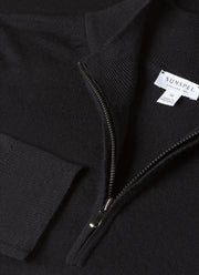 Men's Extra-Fine Merino Zip Neck in Black