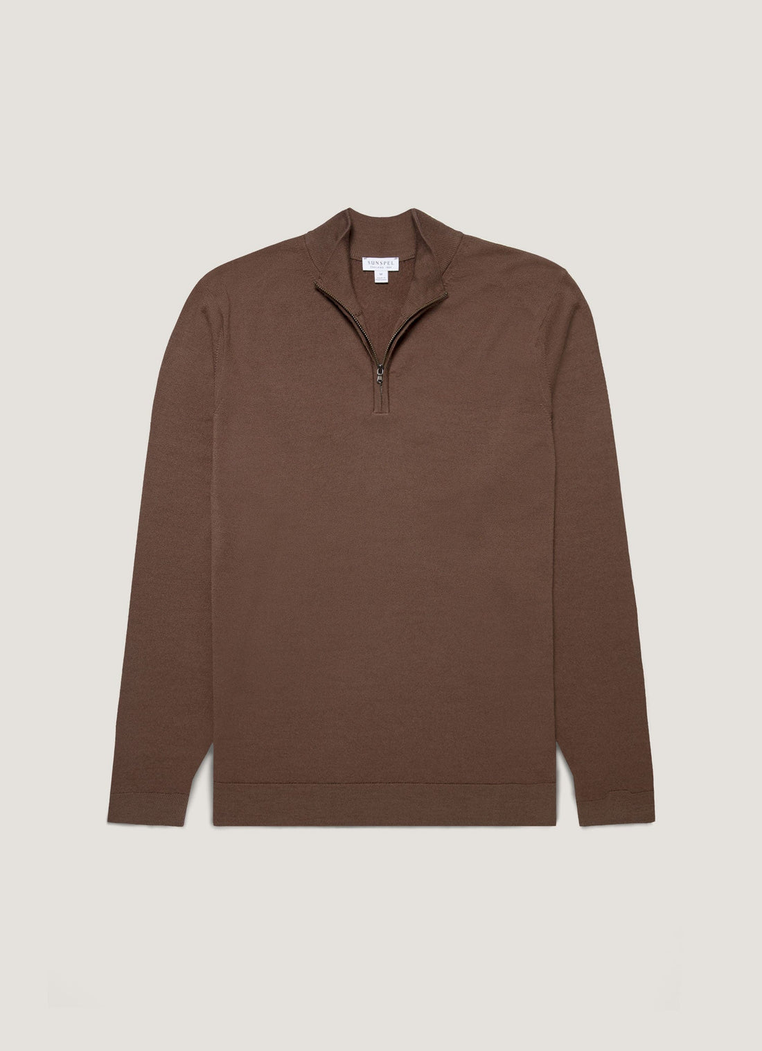 Men's Extra-Fine Merino Zip Neck in Bark