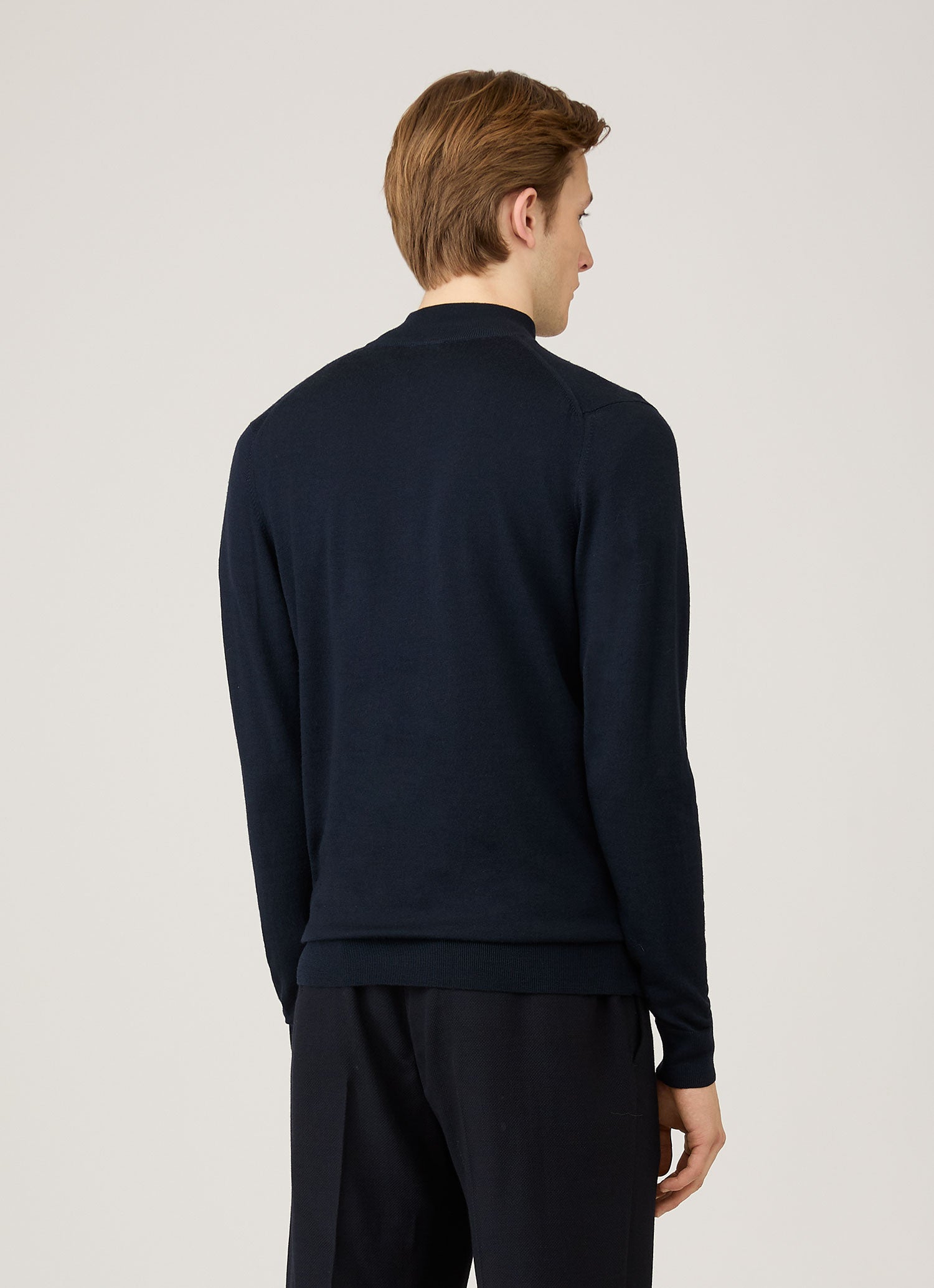 Men's Extra-Fine Merino Zip Neck in Navy