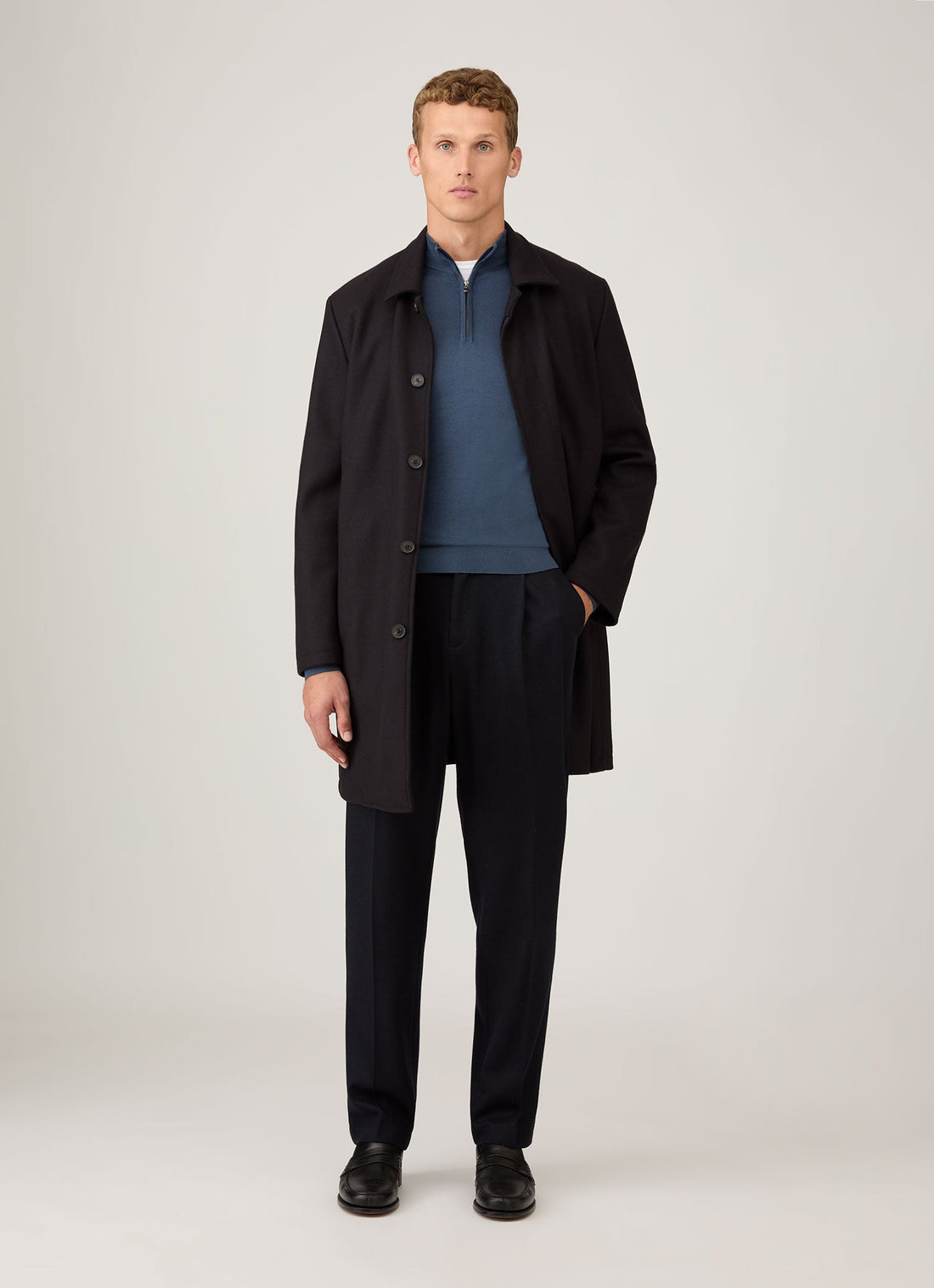 Men's Extra-Fine Merino Zip Neck in Slate Blue