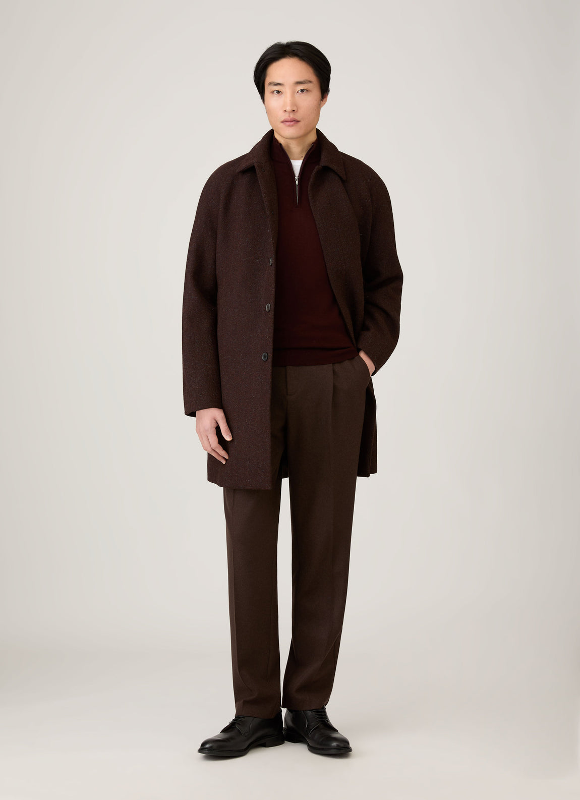 Men's Extra-Fine Merino Zip Neck in Bakelite