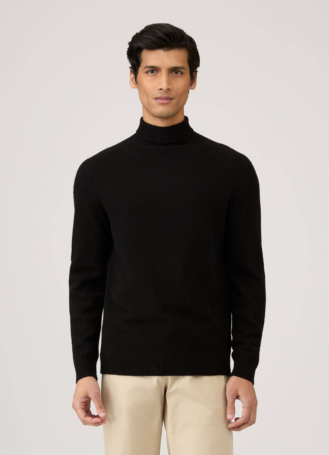 Men's Lambswool Roll Neck in Black