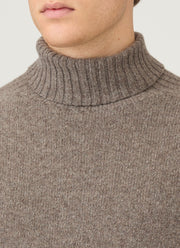 Men's Lambswool Roll Neck in Bark