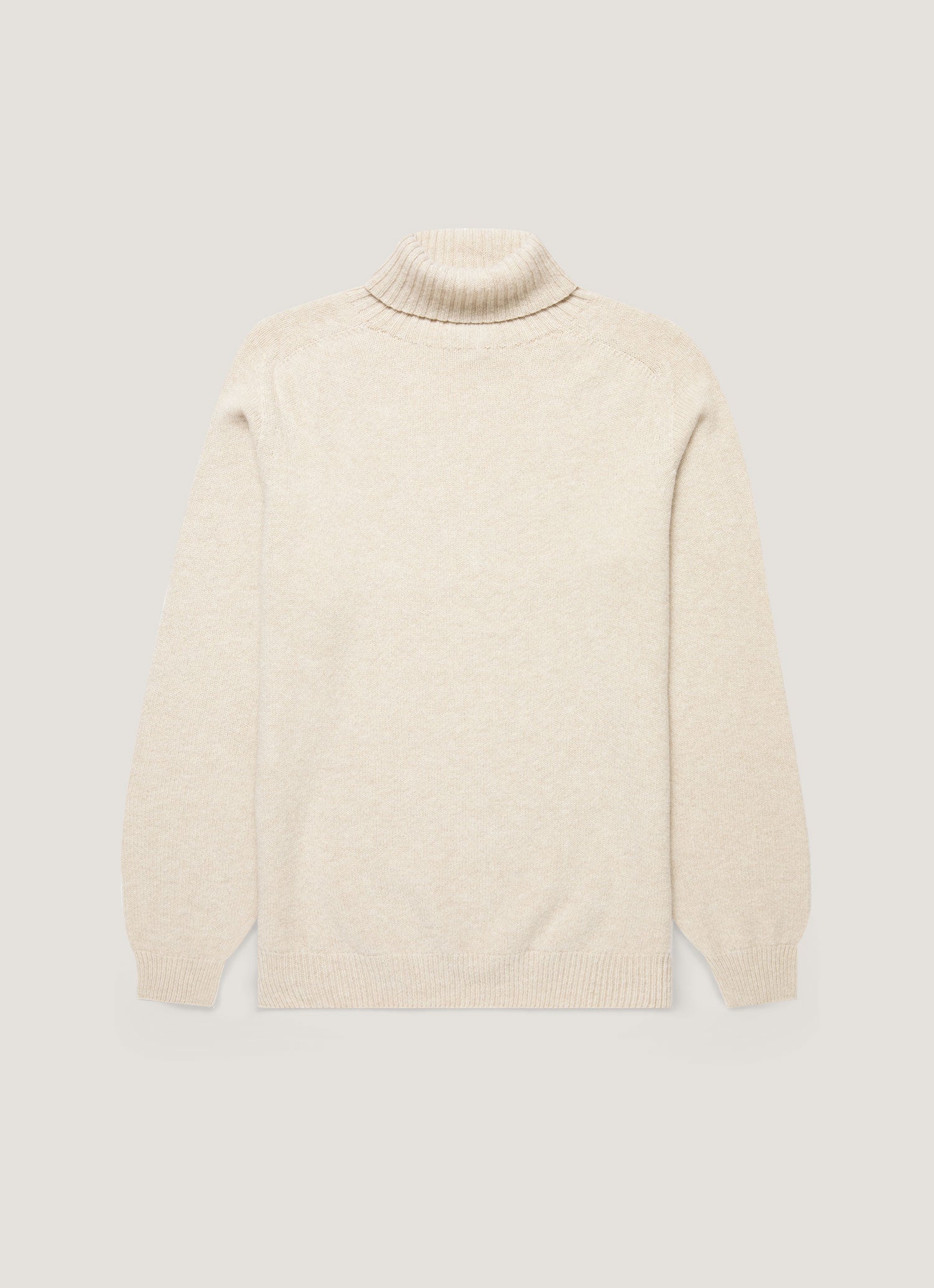 Men's Lambswool Roll Neck in Oatmeal Melange