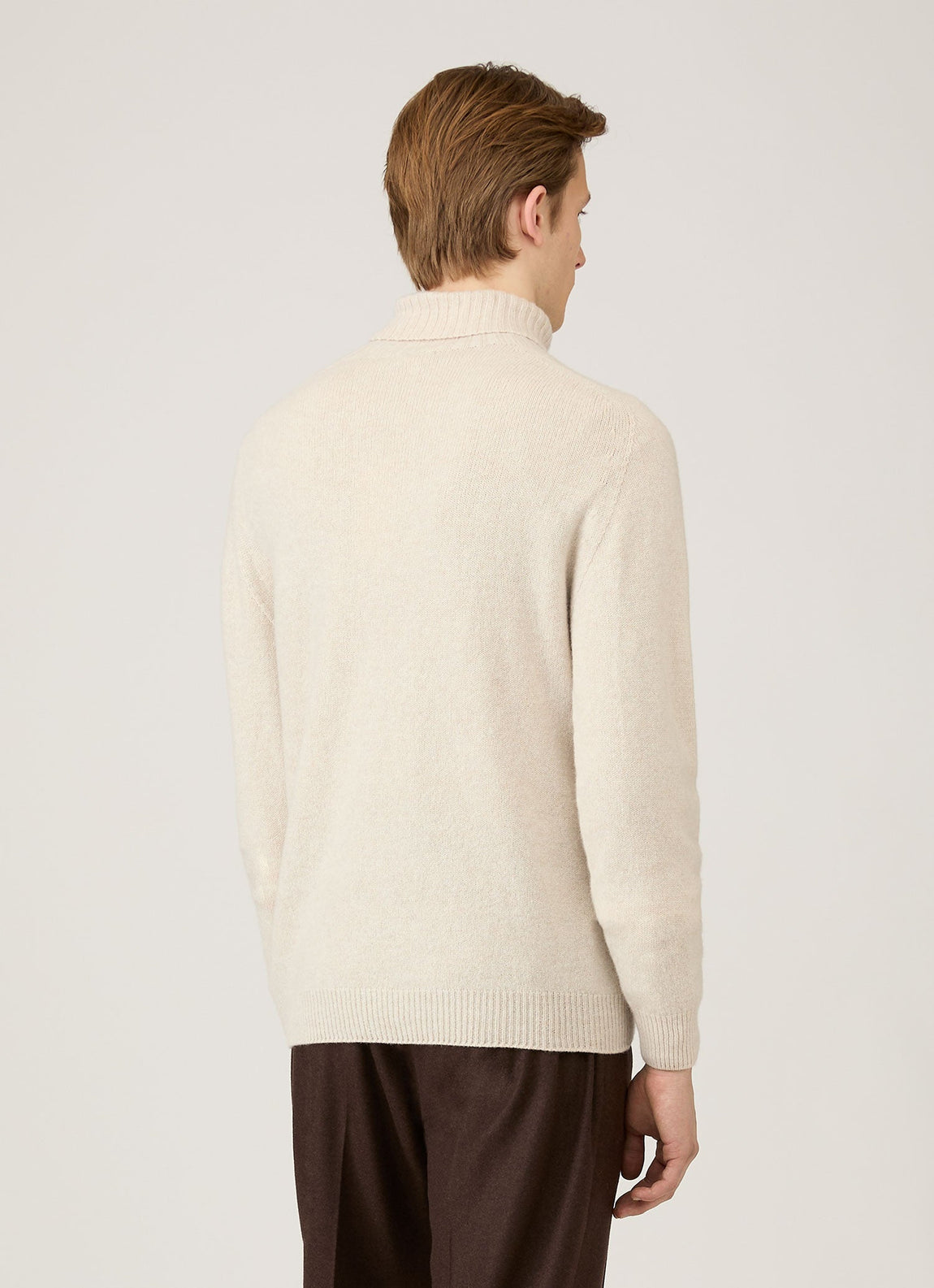 Men's Lambswool Roll Neck in Oatmeal Melange