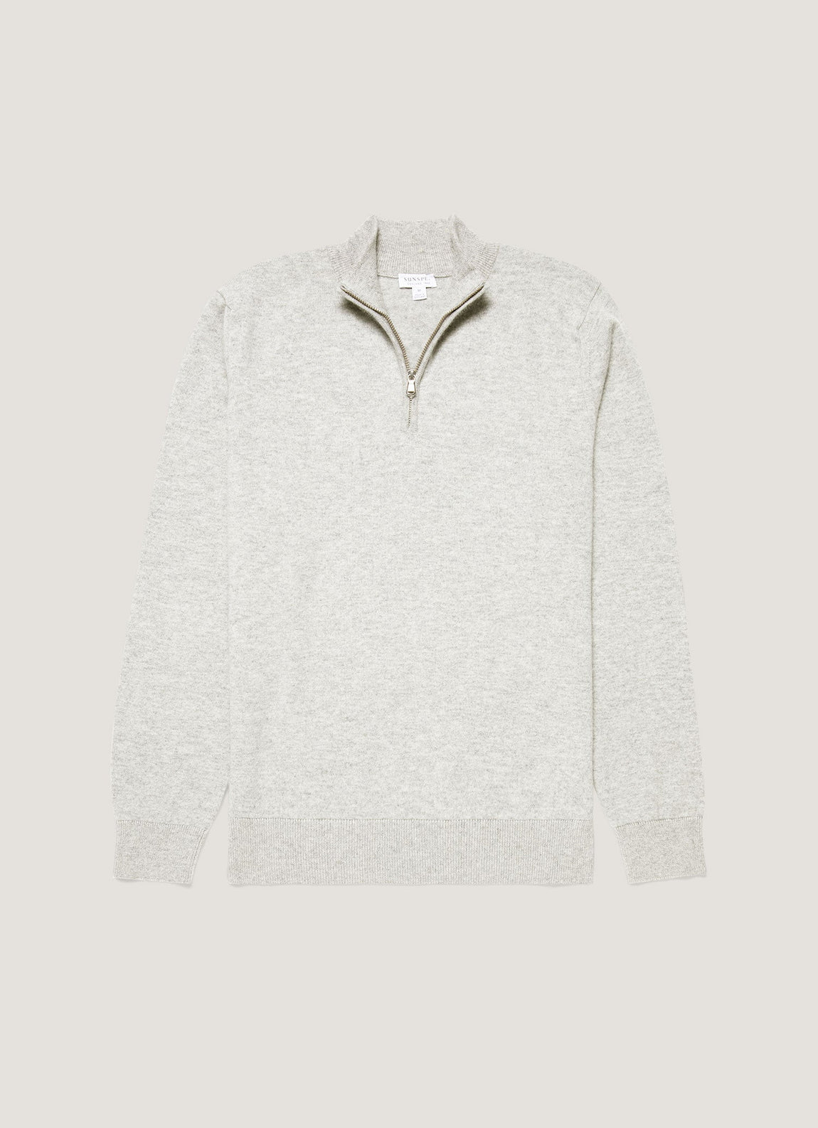 Men's Cashmere Zip Neck Jumper in Grey Melange