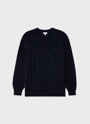 Men's Textured Donegal Jumper in Navy Donegal