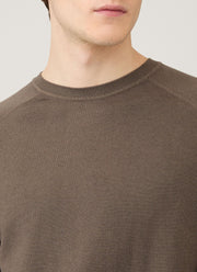 Men's Sea Island Cashmere Crew Neck Jumper in Bark