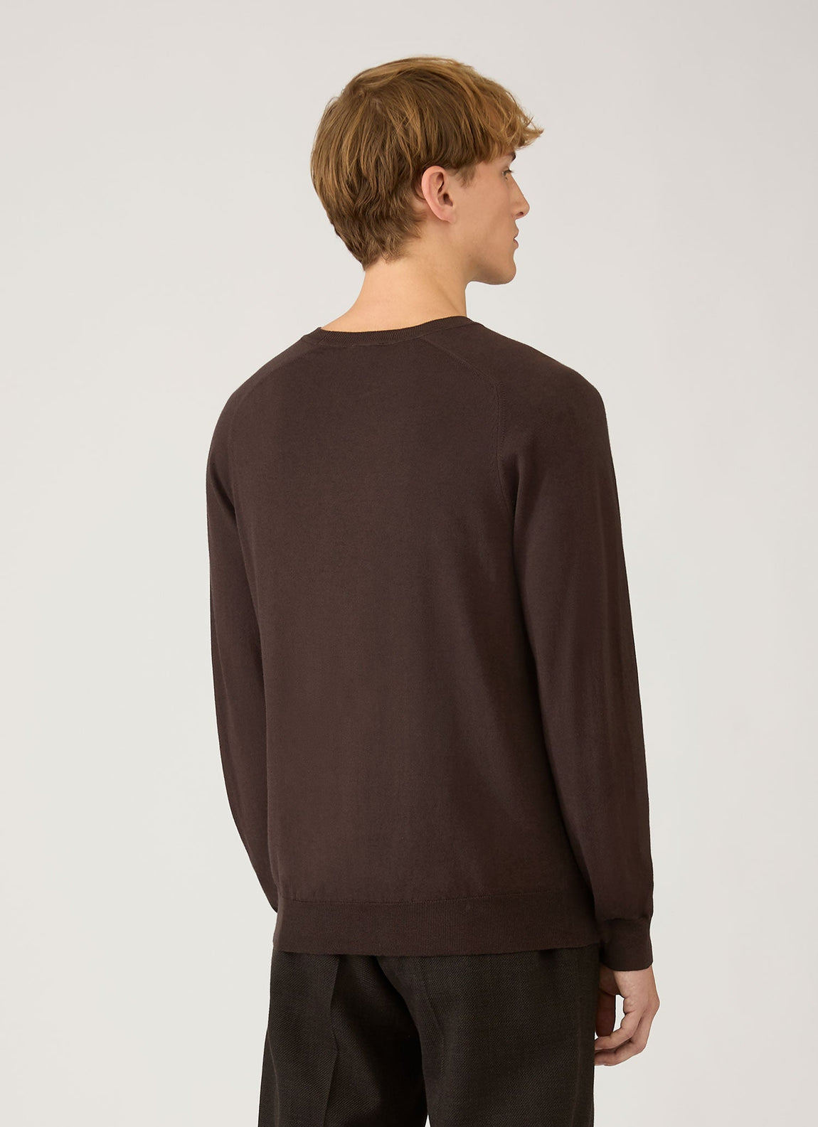 Men's Sea Island Cashmere Crew Neck Jumper in Dark Chocolate