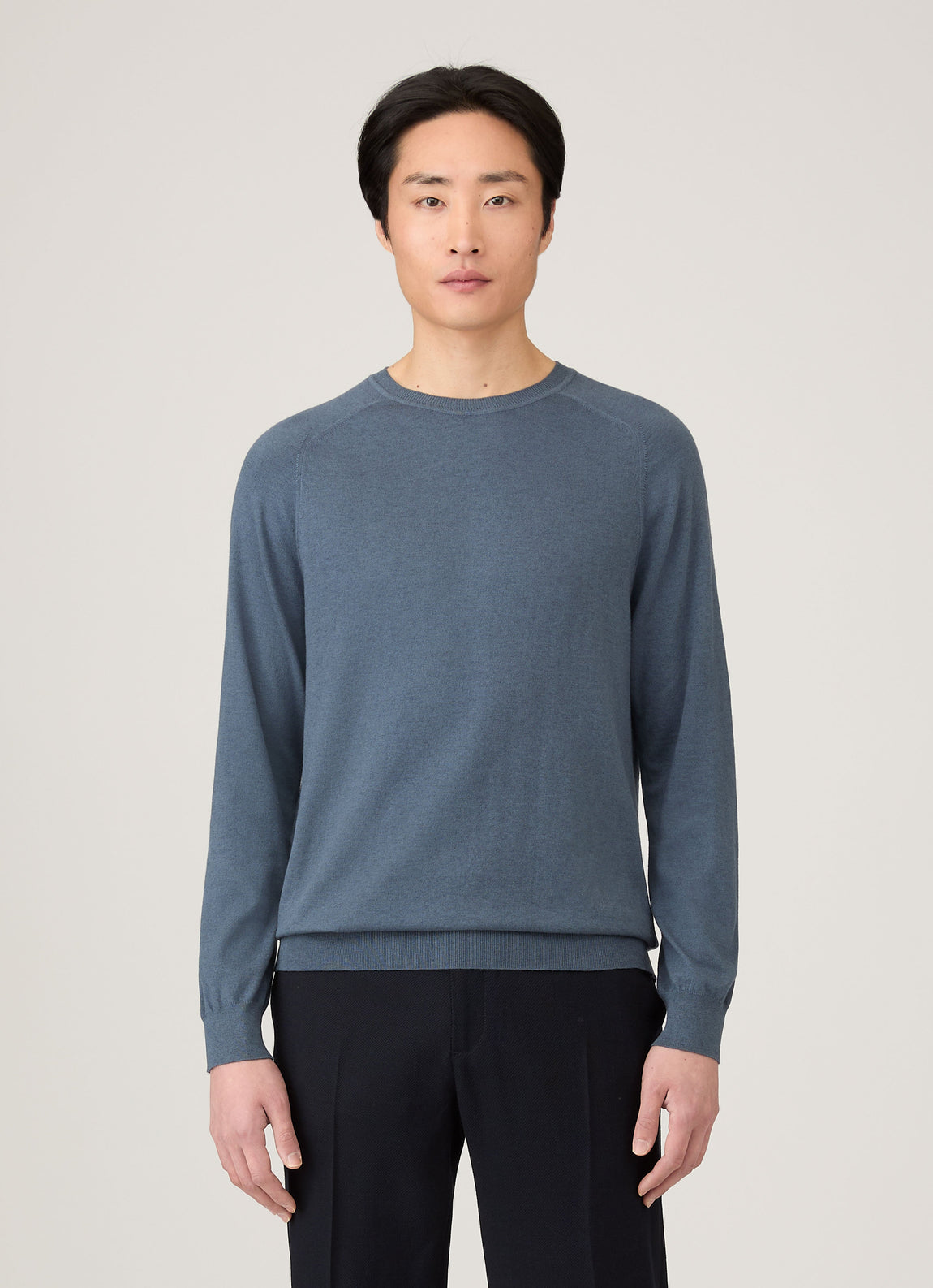 Men's Sea Island Cashmere Crew Neck Jumper in Slate Blue