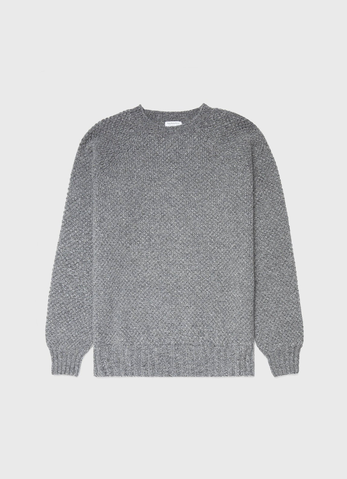 Men's Lambswool Textured Jumper in Mid Grey Twist