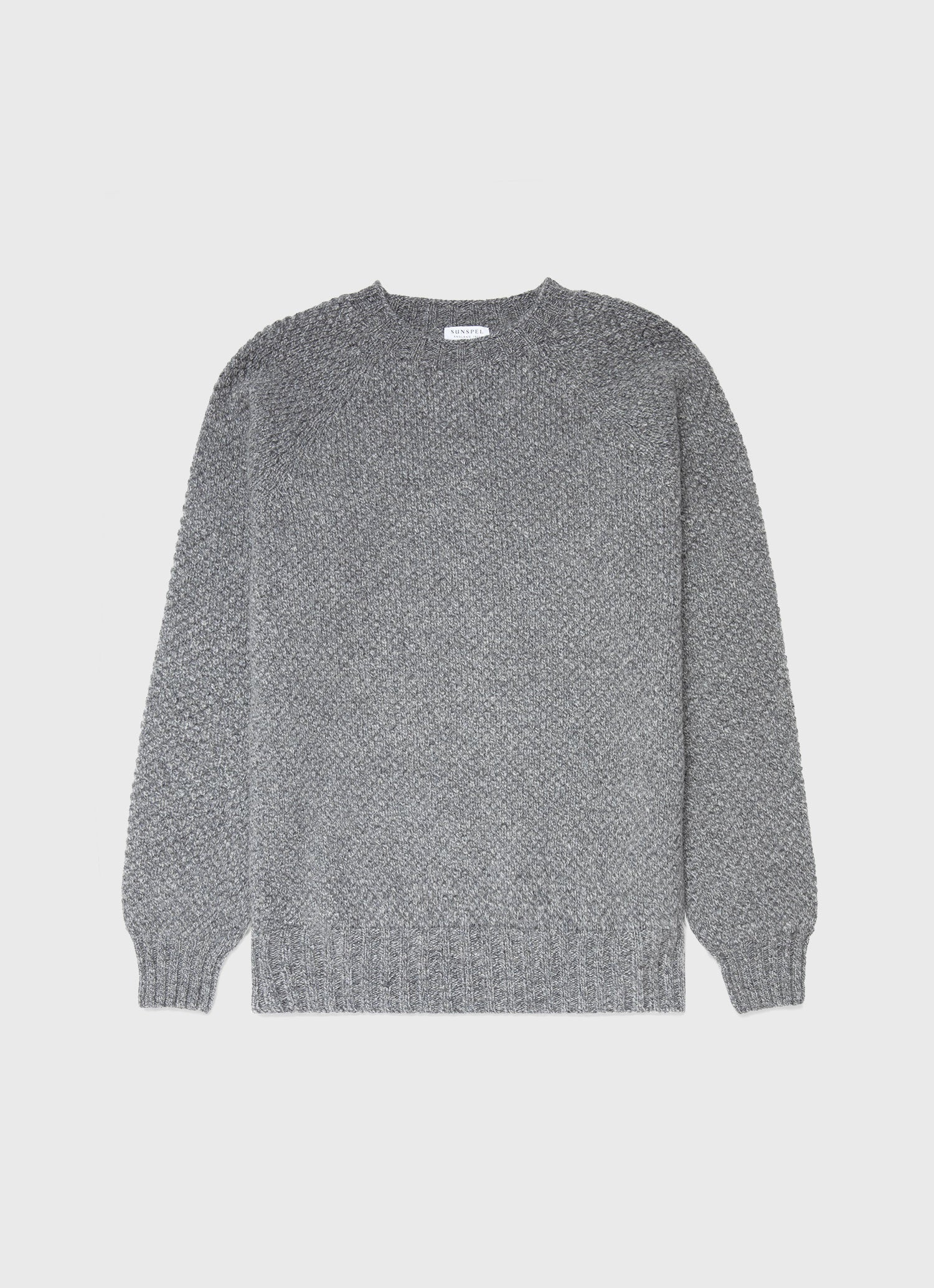 Men's Lambswool Textured Jumper in Mid Grey Twist